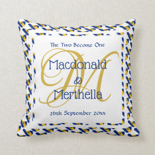 BARBADOS Custom Monogram Wedding Keepsake Gift Throw Pillow