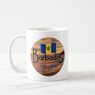 "Barbados Est. 1966" Sunset With Barbados Flag Coffee Mug