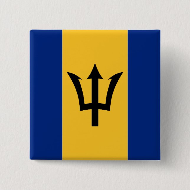 Barbados Flag 2 Inch Square Button (Front)