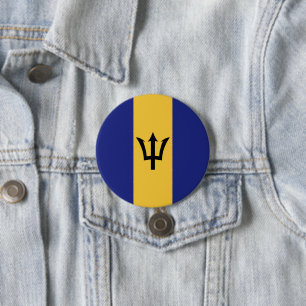 Barbados flag 3 inch round button