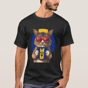 Barbados Flag Bajan Pride Bajan Roots Cat Trident T-Shirt