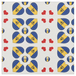 Barbados Flag & Barbados Heart fashion Fabric