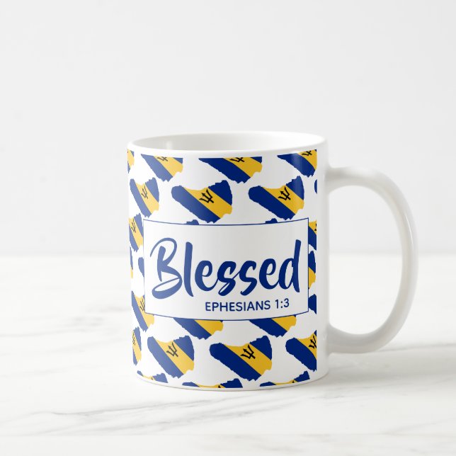 BARBADOS Flag | Christian Scripture | BLESSED Coffee Mug (Right)