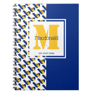 BARBADOS Flag Custom Monogram GET STUFF DONE Notebook