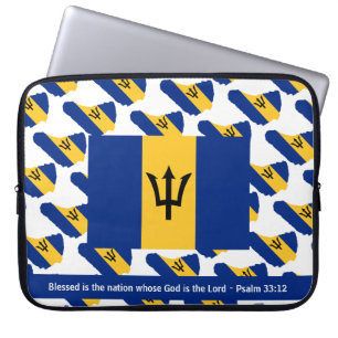BARBADOS FLAG Custom Scripture Blessed Nation Laptop Sleeve