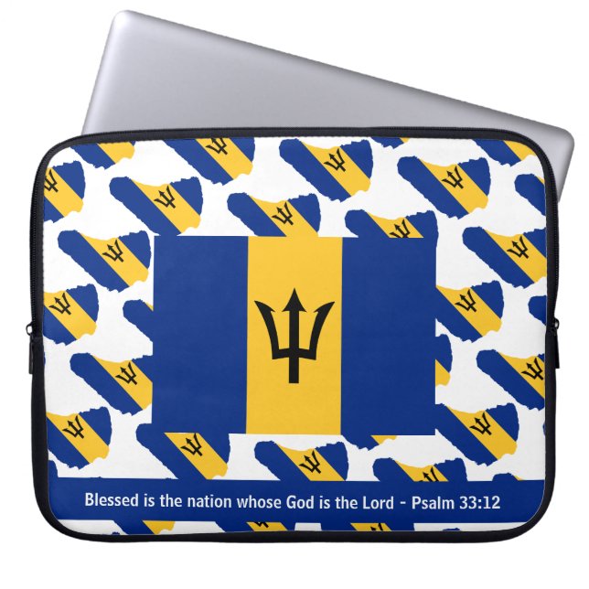 BARBADOS FLAG | Custom Scripture | Blessed Nation Laptop Sleeve (Front)