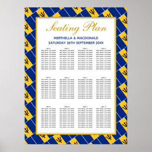 BARBADOS FLAG Custom Wedding 120 Seating Plan Poster