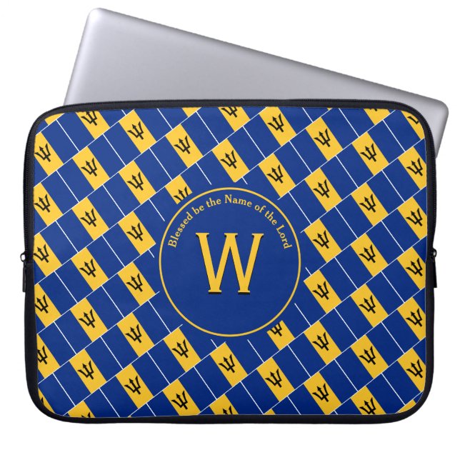 BARBADOS FLAG Customized Monogram Barbadian Laptop Sleeve (Front)