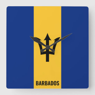Barbados Flag Dazzling Patriotic Square Wall Clock