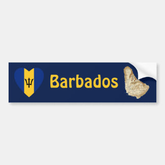 Barbados Flag Heart + Map Bumper Sticker