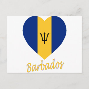 Barbados Flag Heart Postcard