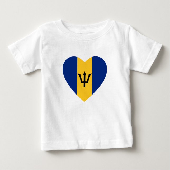 Barbados Flag Heart T-Shirt (Front)