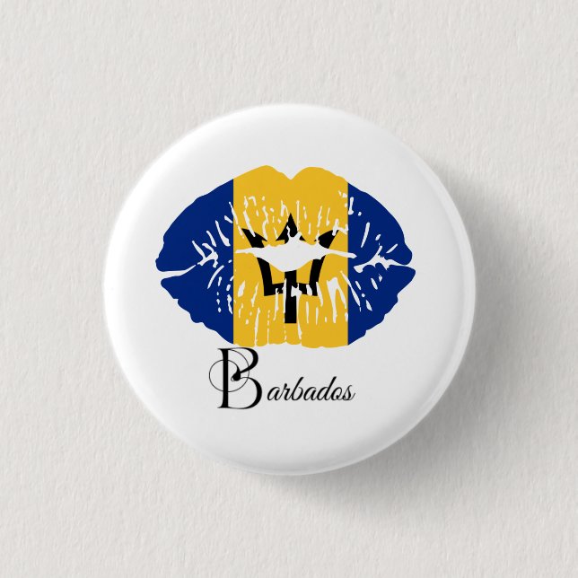 Barbados  Flag  Lips  1 Inch Round Button (Front)