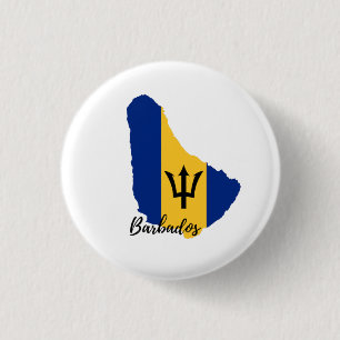 Barbados Flag Map 1 Inch Round Button