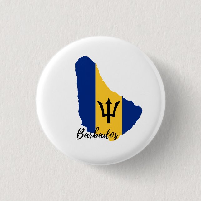 Barbados  Flag  Map 1 Inch Round Button (Front)