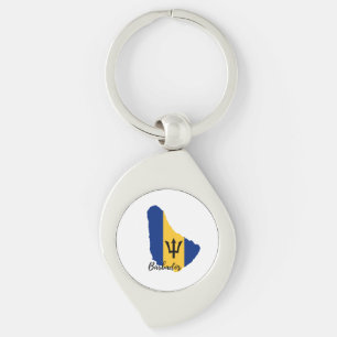 Barbados  Flag Map  Keychain