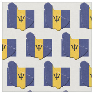 BARBADOS FLAG Map Outline Fabric