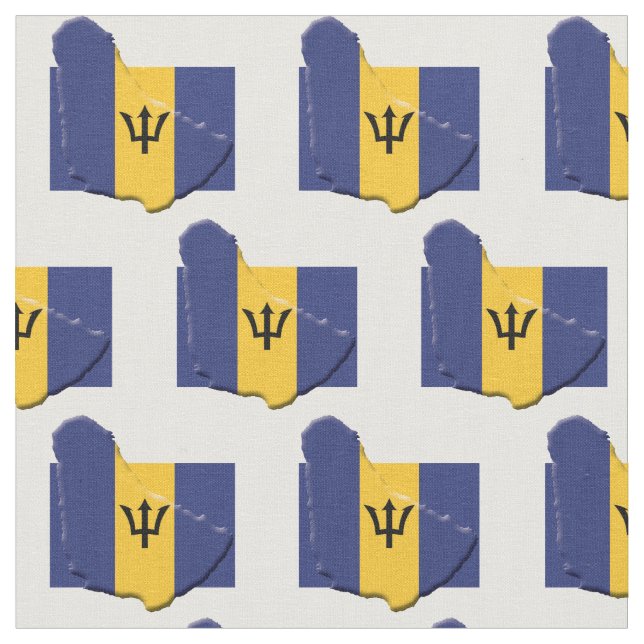 BARBADOS FLAG Map Outline Fabric (Close Up)
