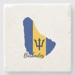 Barbados Flag Map Stone Coaster
