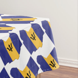 BARBADOS FLAG MAP Stylish Patriotic Tablecloth