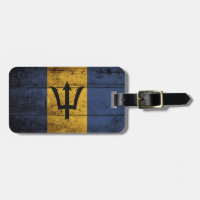Barbados Flag on Old Wood Grain