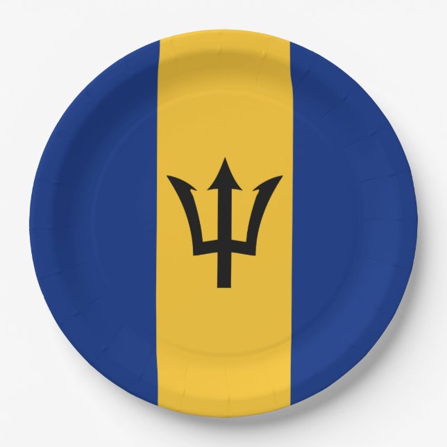 Barbados Flag Paper Plate (Front)