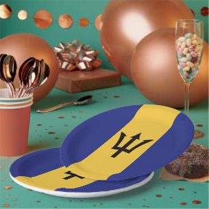 Barbados flag paper plate
