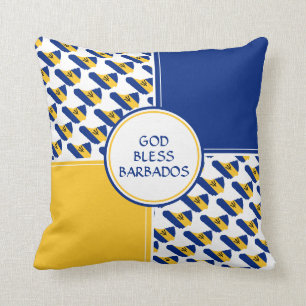 BARBADOS Flag Patriotic Bajan Throw Pillow