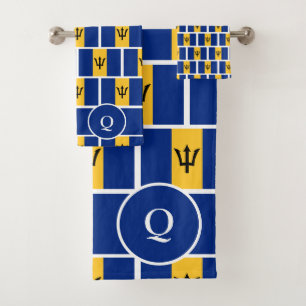 BARBADOS FLAG Personalized Christian Monogram Bath Towel Set