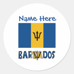 Barbados Flag Personalized Name Classic Round Sticker