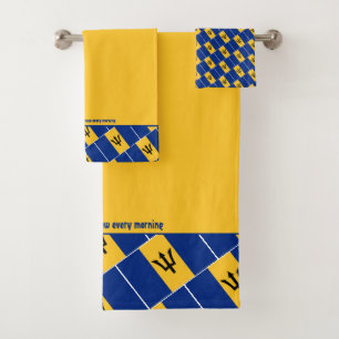 BARBADOS FLAG Personalized Scripture YELLOW Bath Towel Set