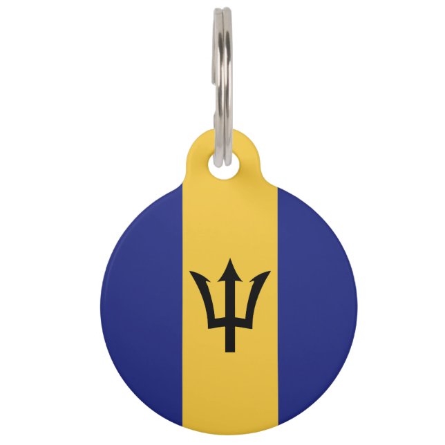 Barbados flag pet tag (Front)