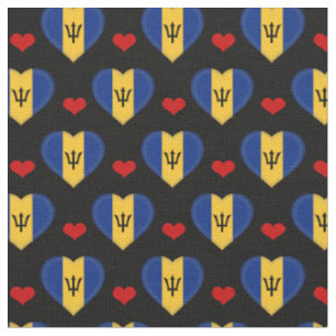 Barbados Flag & Red Heart fashion Fabric /Barbados