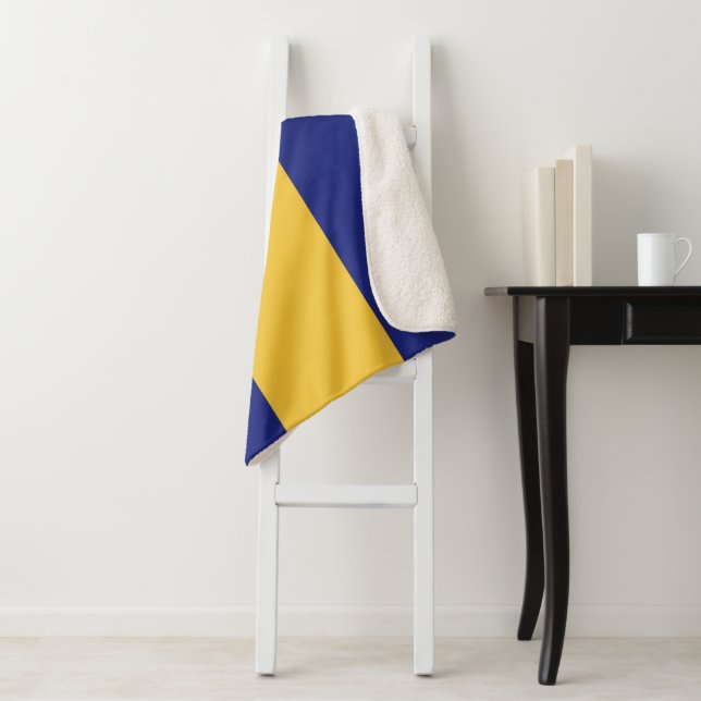 Barbados flag sherpa blanket (In Situ)