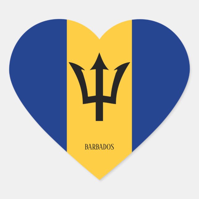 Barbados Flag Splendid Patriotic Heart Sticker (Front)