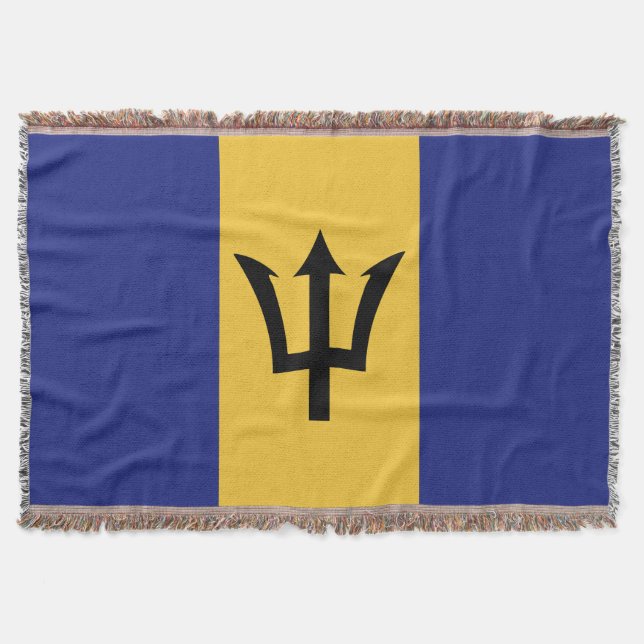 Barbados flag throw blanket (Front)
