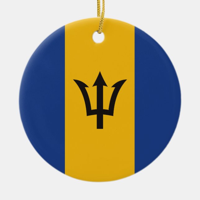 Barbados Flag Totally Round Ceramic Ornament (Front)