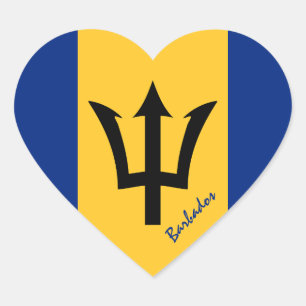 Barbados Heart Sticker, Patriotic Barbados Flag Sticker