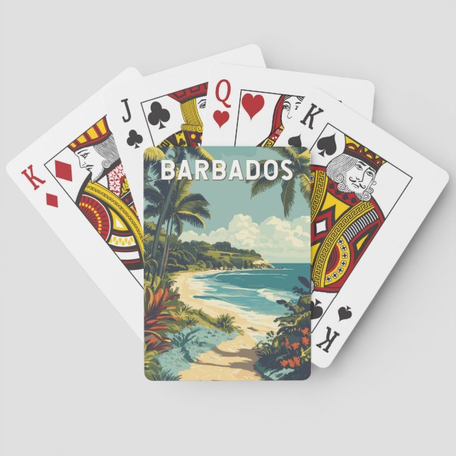 Barbados Illustration Travel Art Vintage Playing Cards (Back)