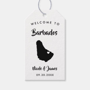 Barbados Island Wedding Welcome Bag Tags, Map Gift Tags