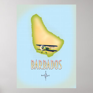 Barbados Map affiche de voyage vintage.