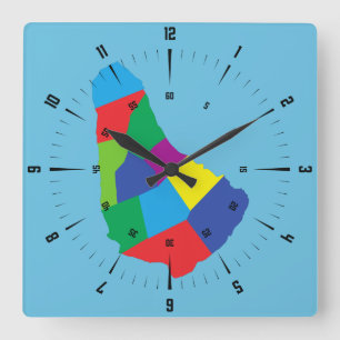 Barbados Map Square Wall Clock