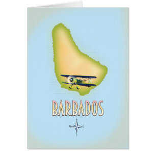 Barbados Map vintage travel poster.