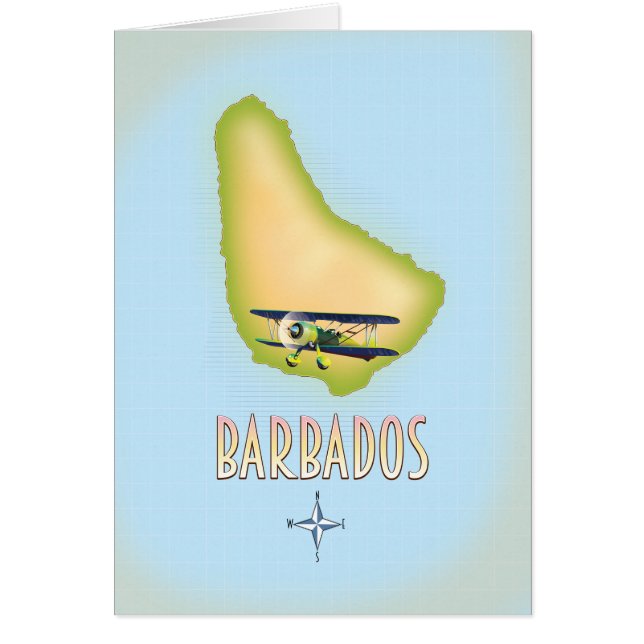 Barbados Map vintage travel poster. (Front)