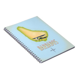 Barbados Map vintage travel poster. Notebook