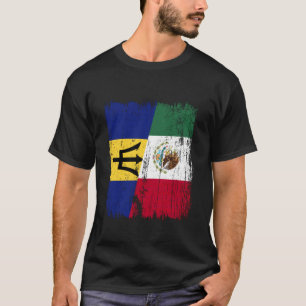 Barbados Mexico Half Flag Bajan Mexican Heritage T-Shirt