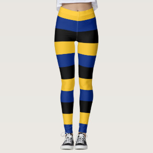 Barbados National Flag Colours Horizontal Striped Leggings