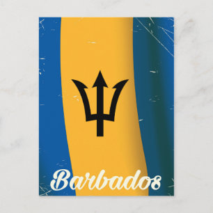 Barbados national flag vacation poster postcard