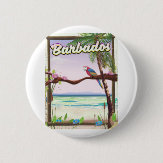 Barbados Parrot Landscape travel poster 2 Inch Round Button
