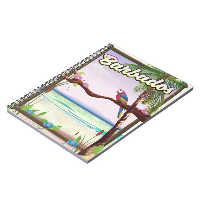 Barbados Parrot Landscape travel poster Notebook (Left Side)